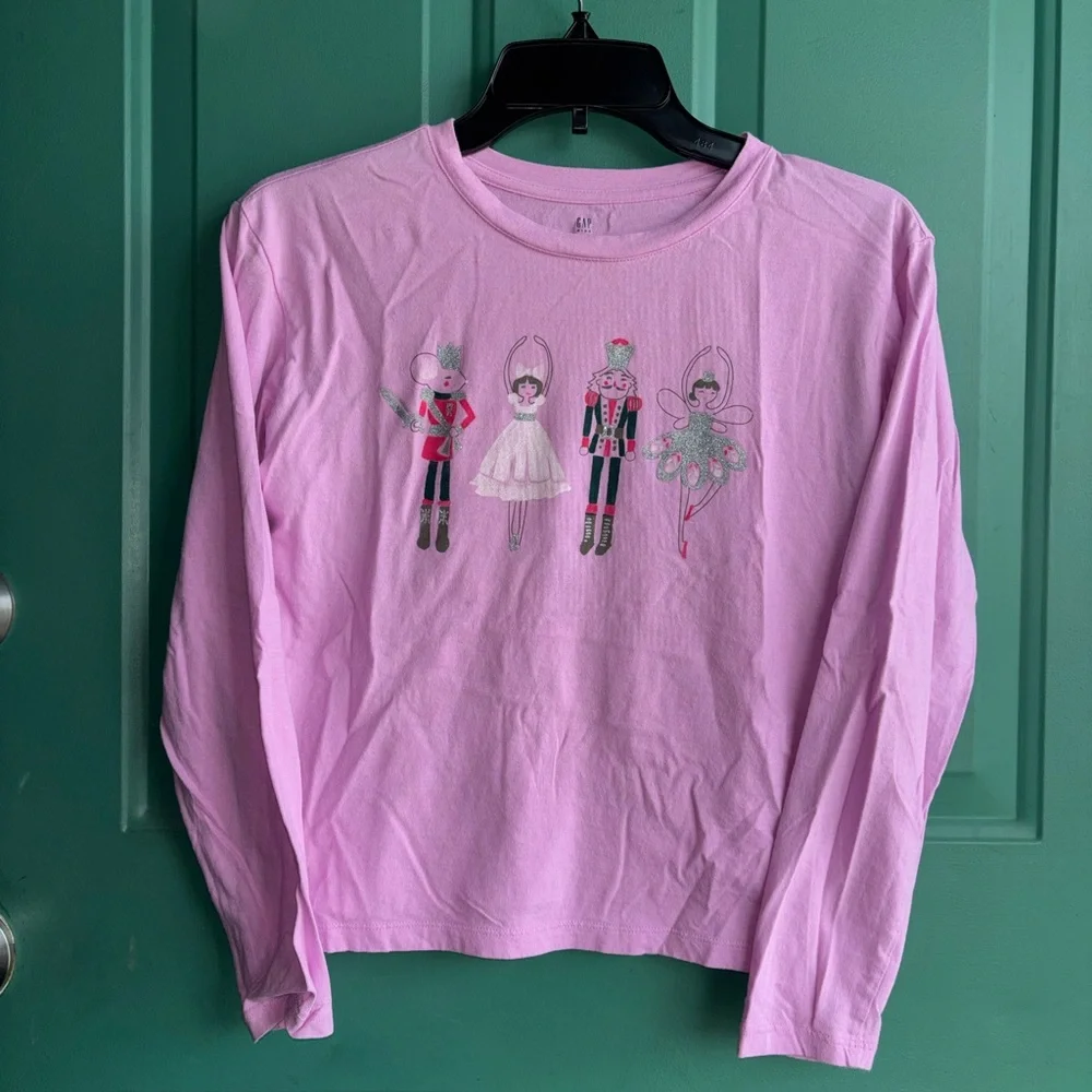 GAP XL Light Pink Kids Long Sleeve Shirt with Dancer Print